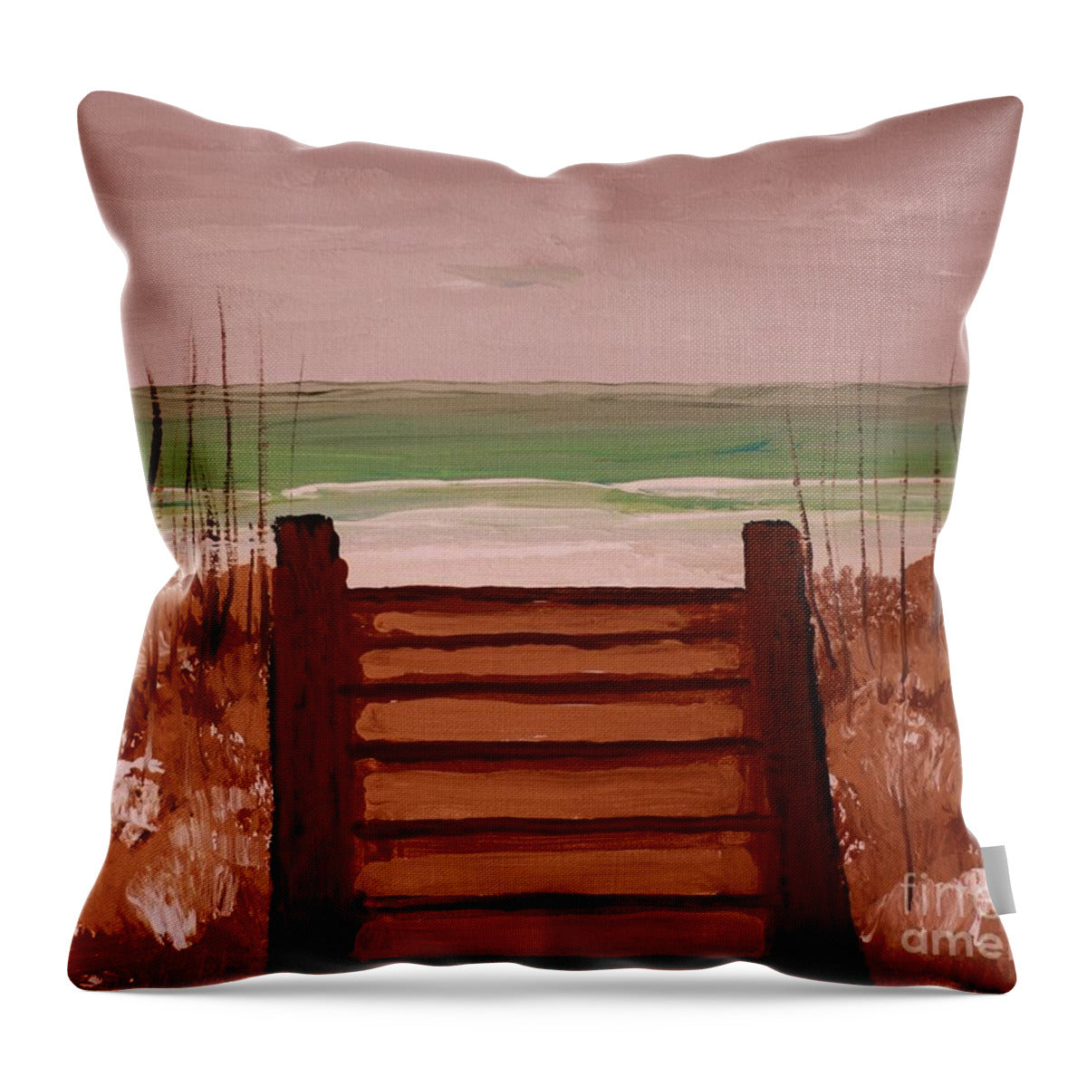 Pathway to Tranquil Beach - Throw Pillow