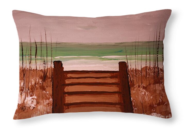 Pathway to Tranquil Beach - Throw Pillow