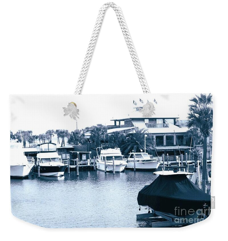 Peg Leg Pete's Marina with Docked Boats - Weekender Tote Bag
