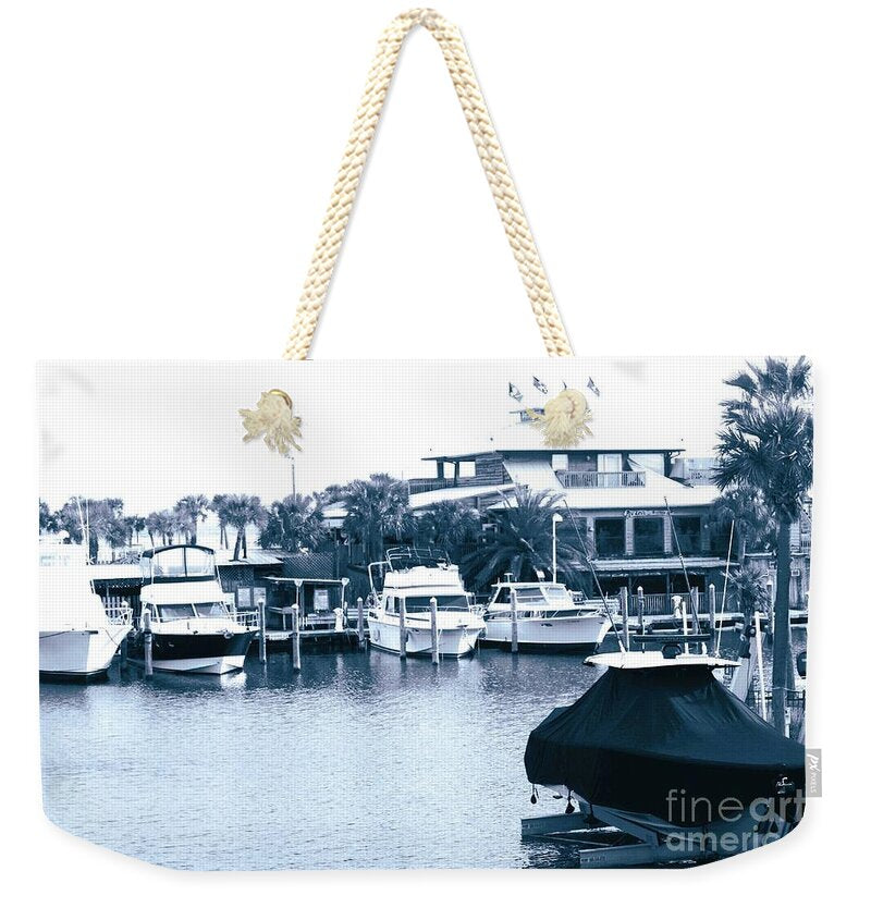 Peg Leg Pete's Marina with Docked Boats - Weekender Tote Bag