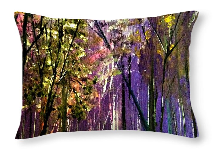 Purple Life Original Painting by James Daugherty - Throw Pillow