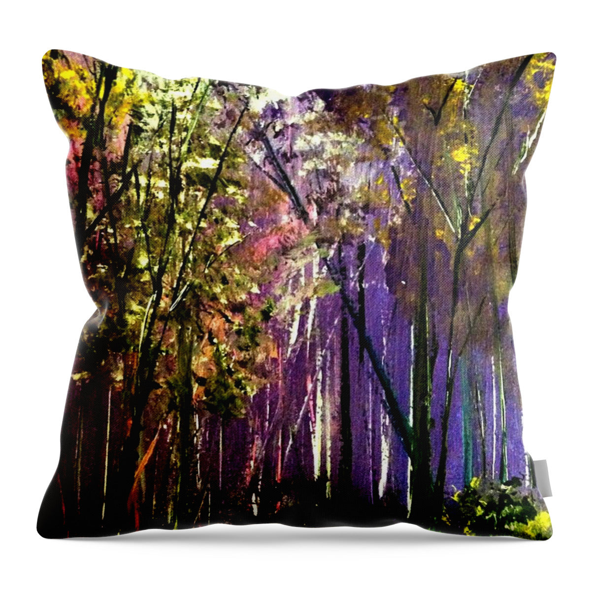 Purple Life Original Painting by James Daugherty - Throw Pillow