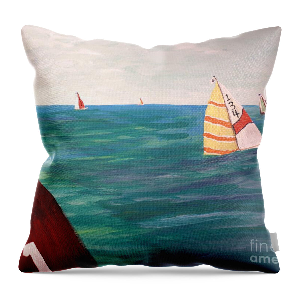 Regatta Sailboats on the Ocean - Throw Pillow