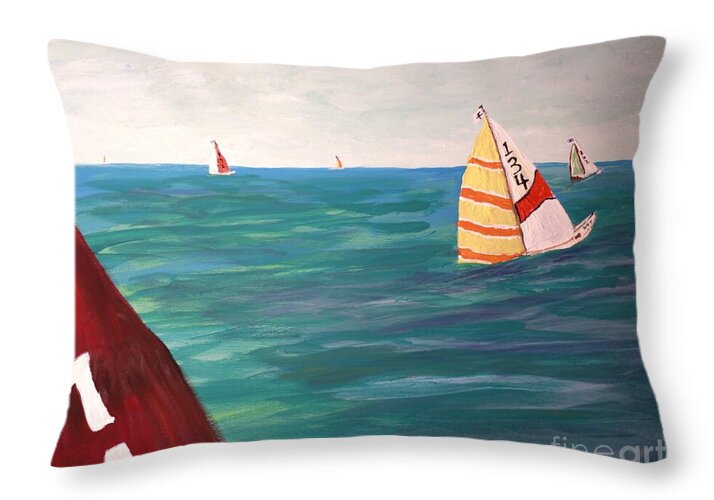 Regatta Sailboats on the Ocean - Throw Pillow