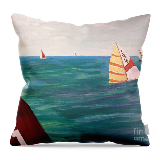 Regatta Sailboats on the Ocean - Throw Pillow