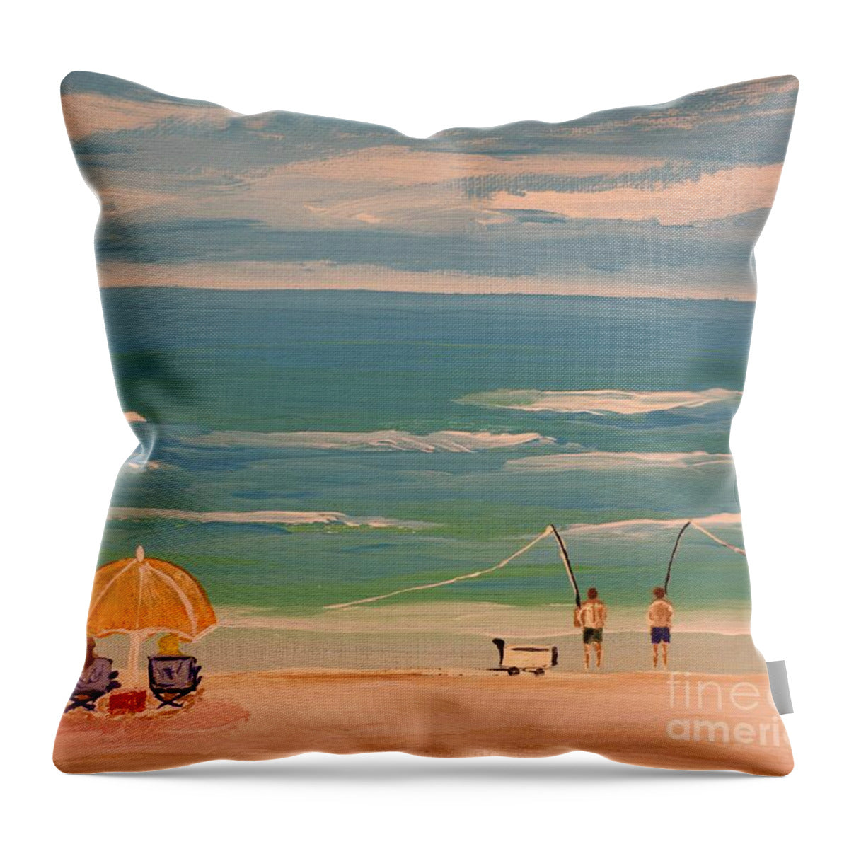 Relaxing Day by the Ocean - Throw Pillow