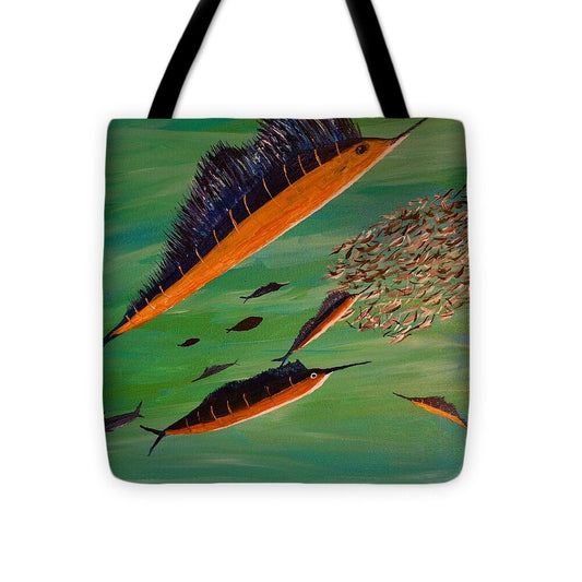 Sailfish Swimming Amongst Fish - Tote Bag