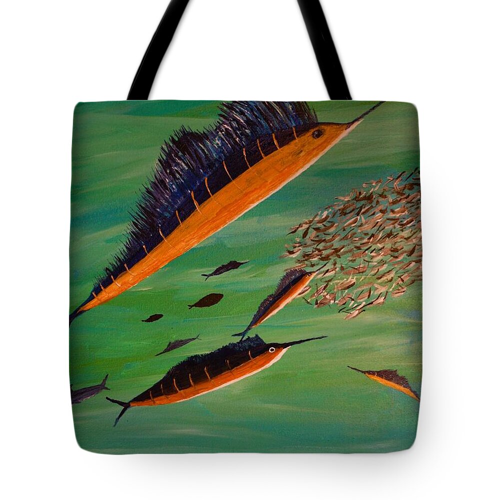 Sailfish Swimming Amongst Fish - Tote Bag