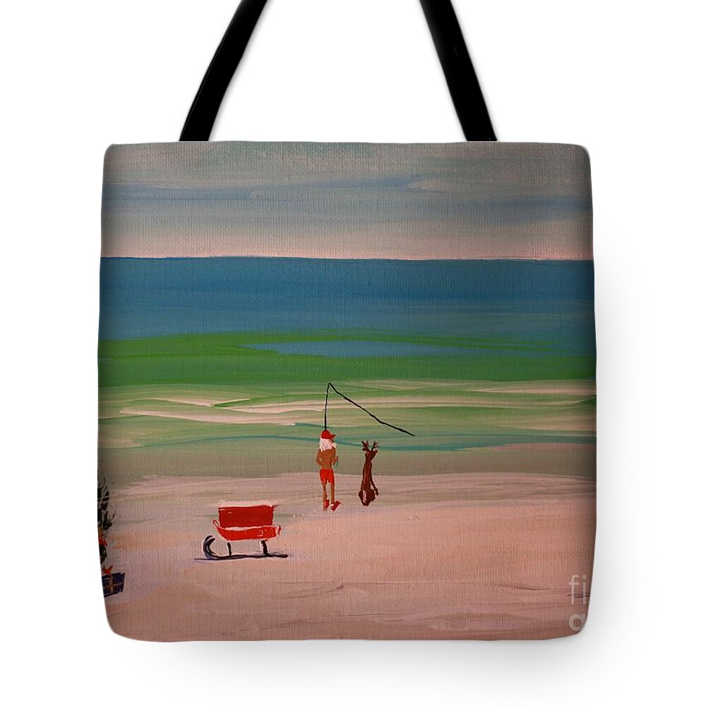 Santa Fishing by the Sea - Tote Bag