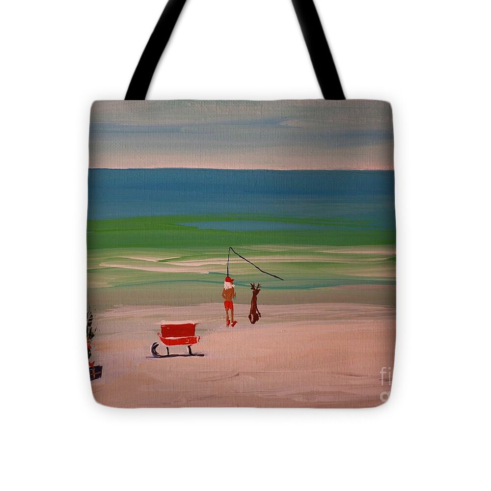 Santa Fishing by the Sea - Tote Bag
