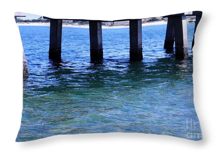 Seaside Pier and Rippled Water - Throw Pillow