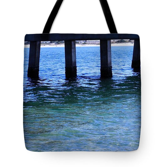 Seaside Pier and Rippled Water - Tote Bag