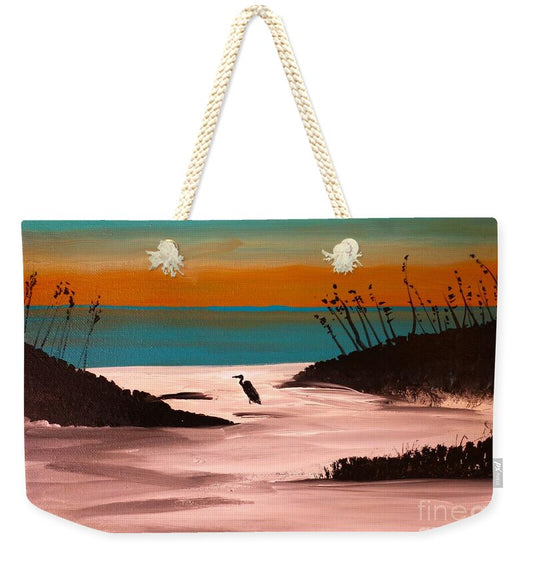 Seaside Sunset with Bird Silhouette - Weekender Tote Bag