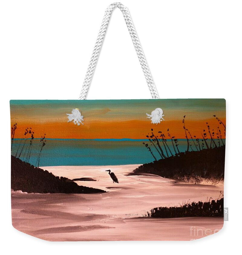 Seaside Sunset with Bird Silhouette - Weekender Tote Bag