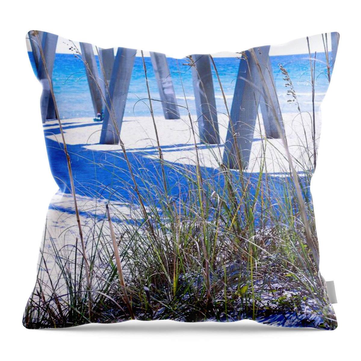 Navarre Beach Pier View - Throw Pillow