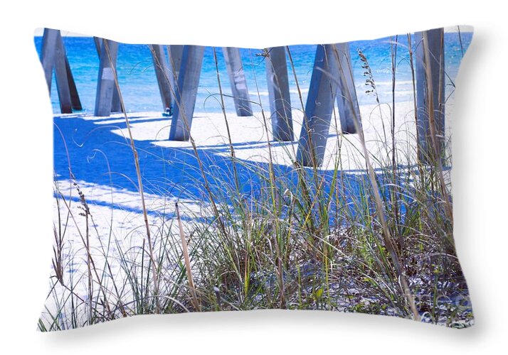 Navarre Beach Pier View - Throw Pillow