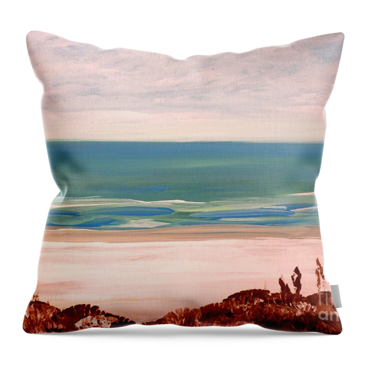 Serene Coastal Landscape - Throw Pillow