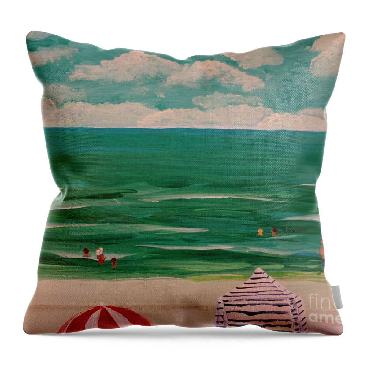 Serene Day at the Beach - Throw Pillow