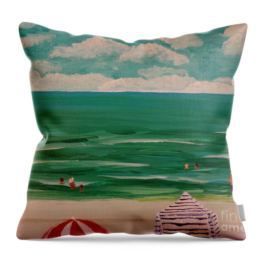 Serene Day at the Beach - Throw Pillow
