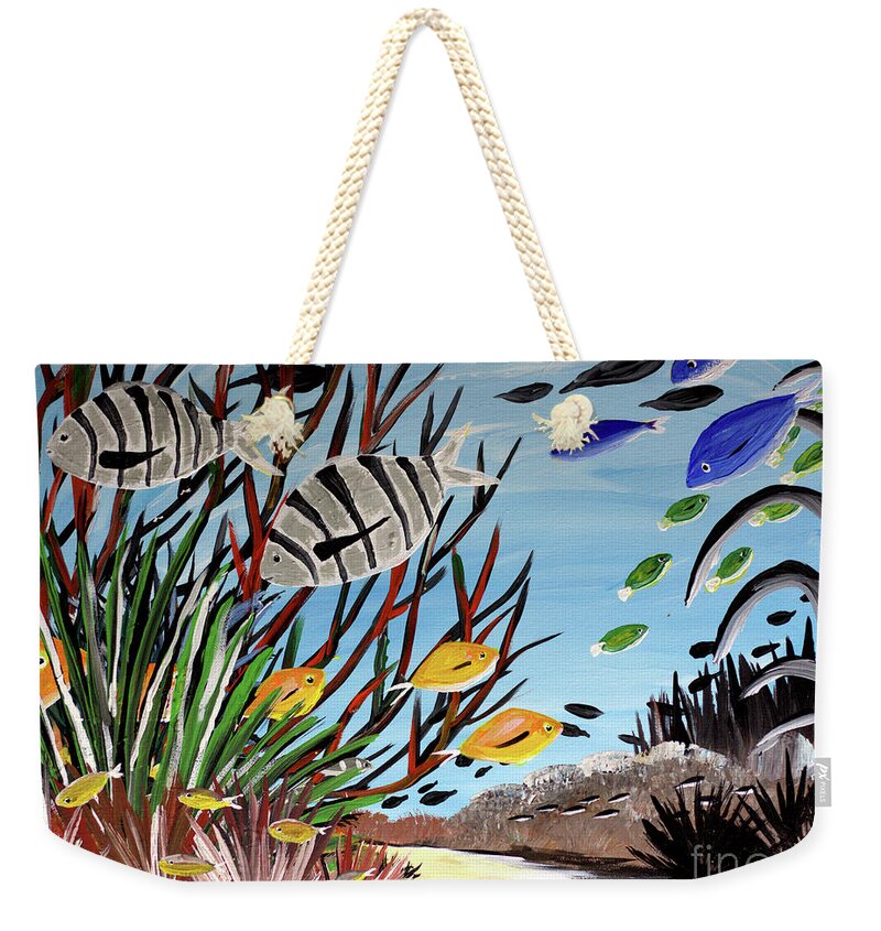 Sheep Head with Yellow Fish - Weekender Tote Bag