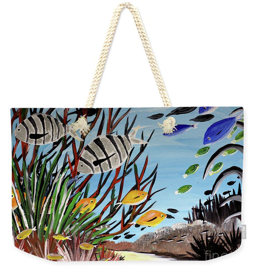 Sheep Head with Yellow Fish - Weekender Tote Bag