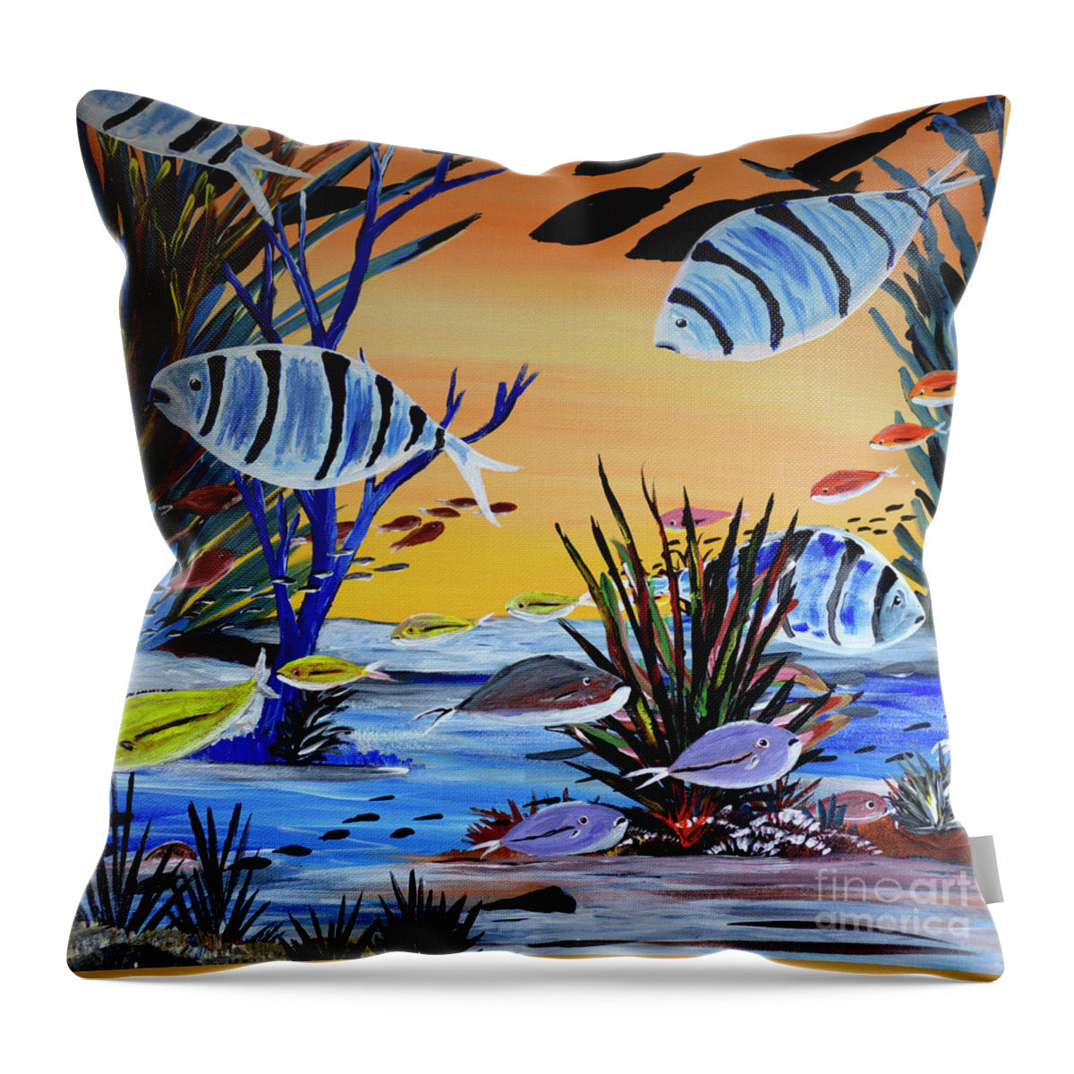 Sheephead and Bait Fish - Throw Pillow