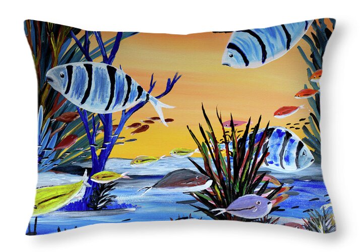 Sheephead and Bait Fish - Throw Pillow