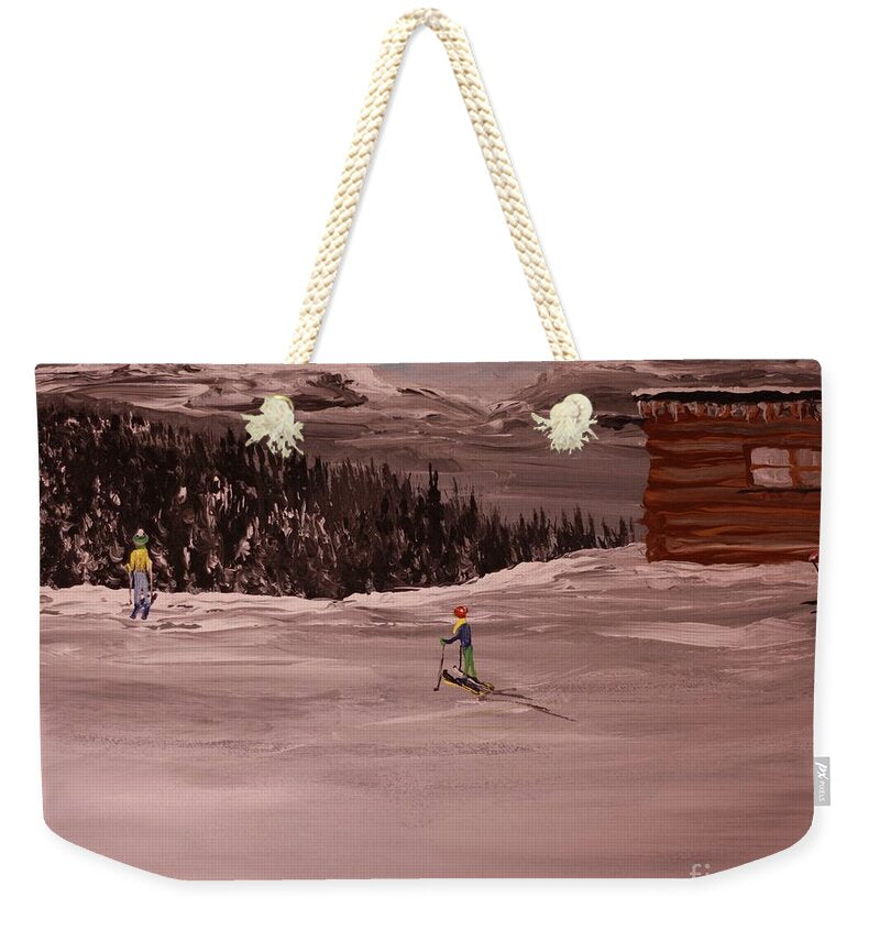Skiers in a Winter Landscape - Weekender Tote Bag
