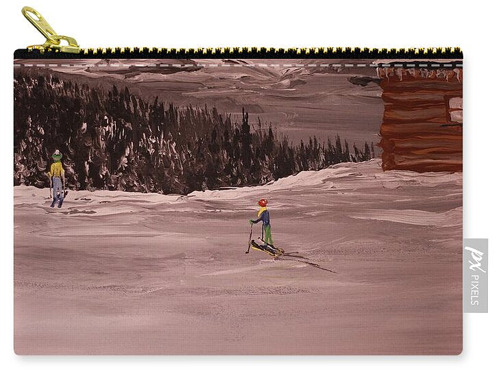 Skiers in a Winter Landscape - Zip Pouch