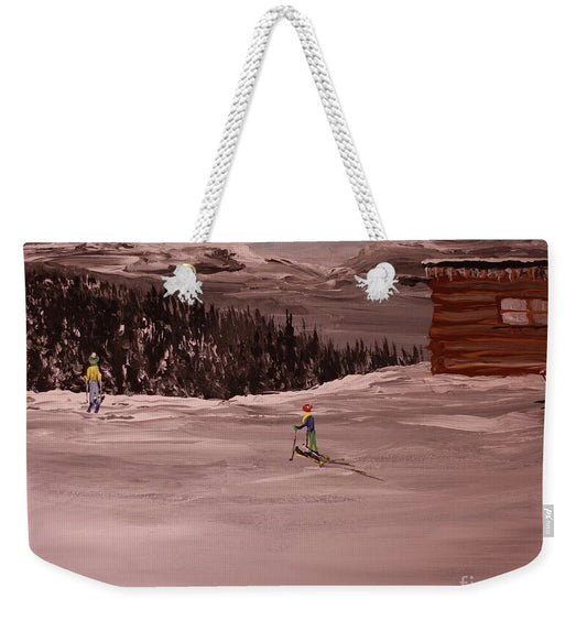 Skiers in a Winter Landscape - Weekender Tote Bag