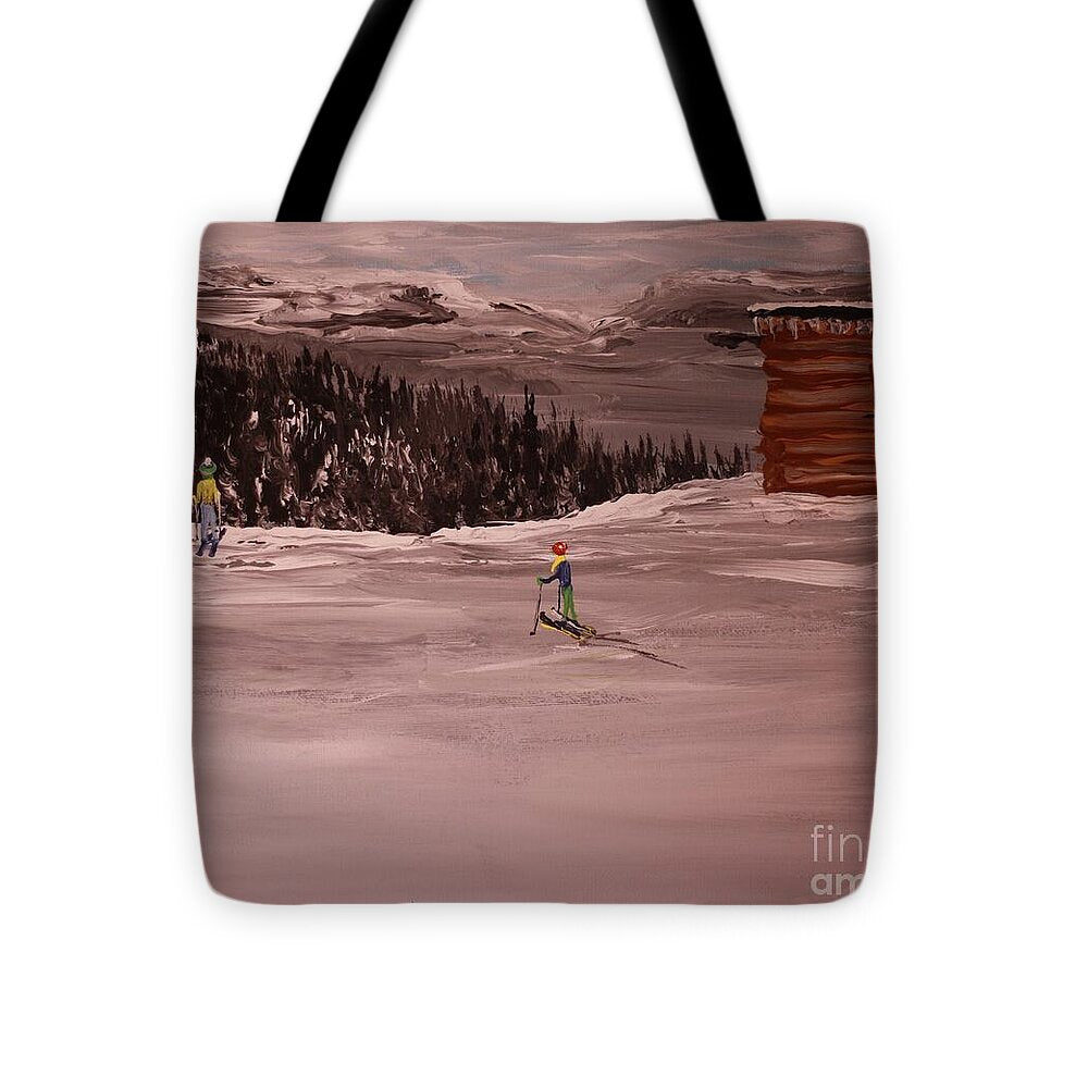 Skiers in a Winter Landscape - Tote Bag