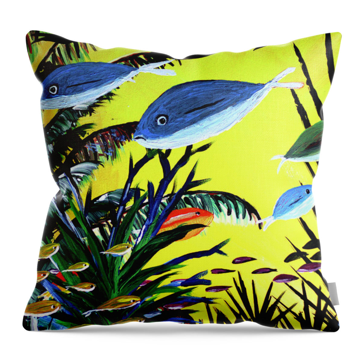 Sun and Fish - Throw Pillow