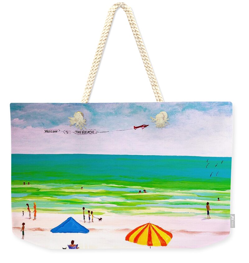 Sunny Beach Day with Banner Plane - Weekender Tote Bag