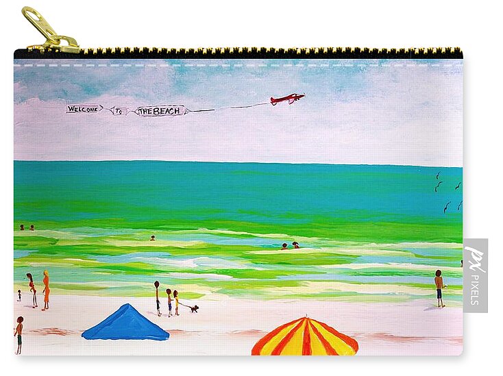 Sunny Beach Day with Banner Plane - Zip Pouch