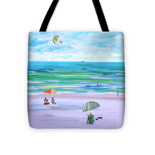 Sunny Beach Day with Parasailer - Tote Bag