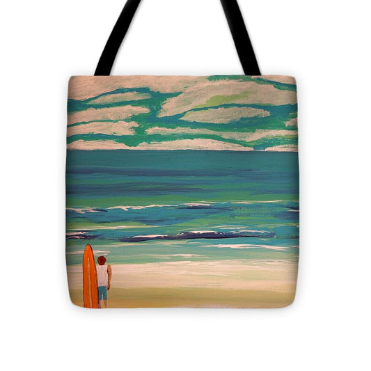Surfer Gazing at Endless Ocean - Tote Bag