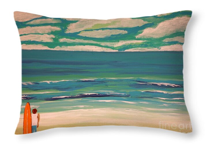 Surfer Gazing at Endless Ocean - Throw Pillow