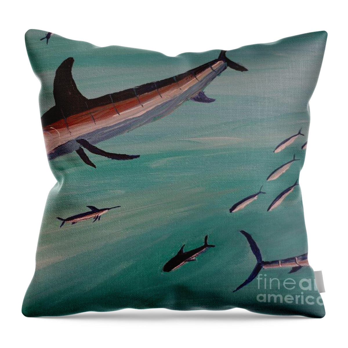 Swordfish Swimming in the Ocean - Throw Pillow