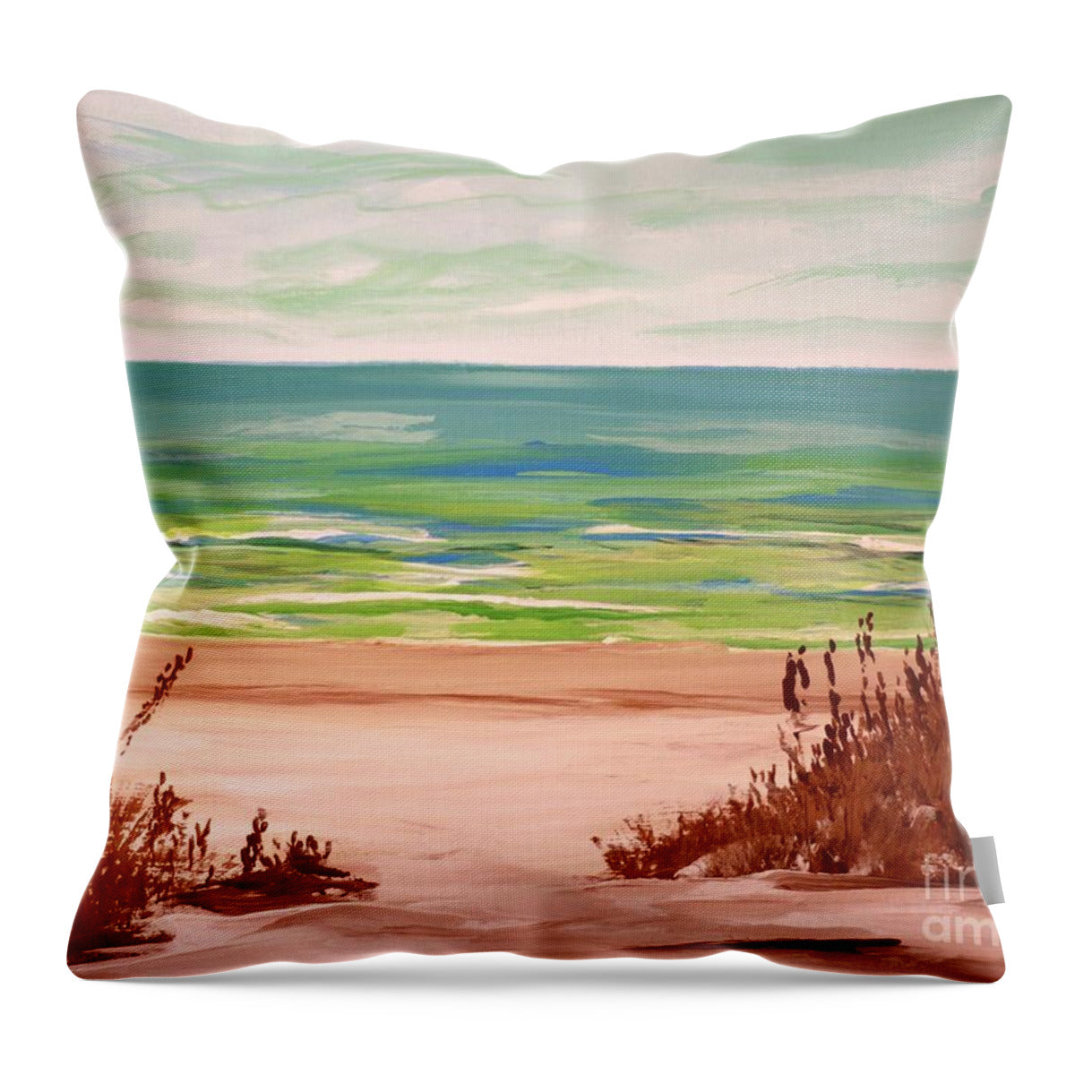 Tranquil Beach View - Throw Pillow