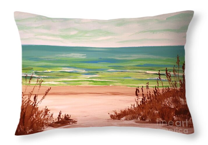 Tranquil Beach View - Throw Pillow
