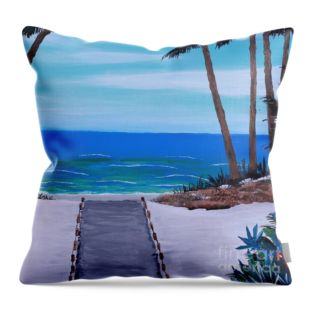 Tropical Beach Pathway - Throw Pillow