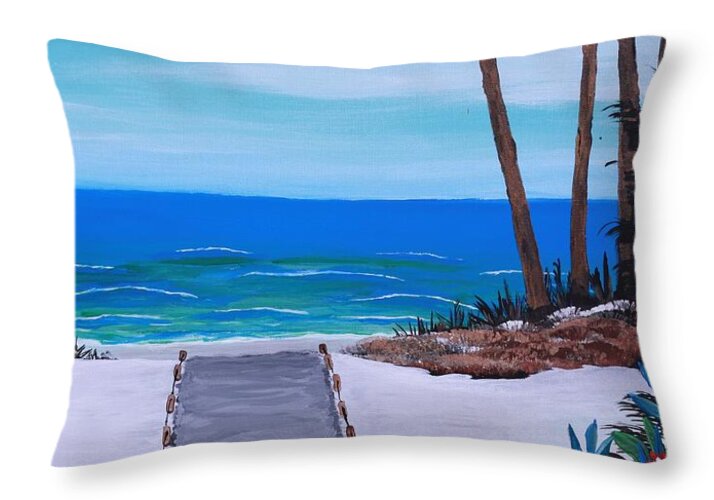 Tropical Beach Pathway - Throw Pillow