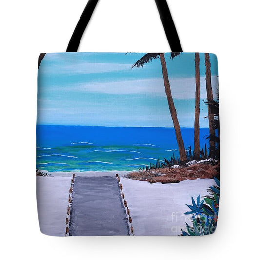 Tropical Beach Pathway - Tote Bag
