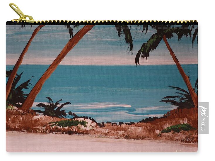 Tropical Beach with Palm Trees - Zip Pouch