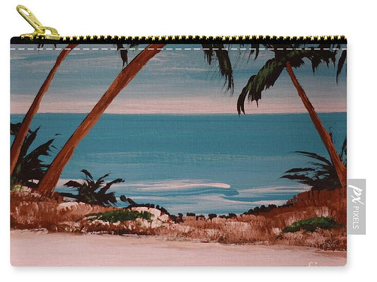 Tropical Beach with Palm Trees - Zip Pouch
