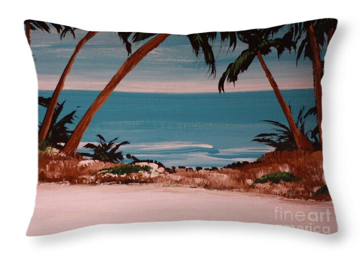 Tropical Beach with Palm Trees - Throw Pillow