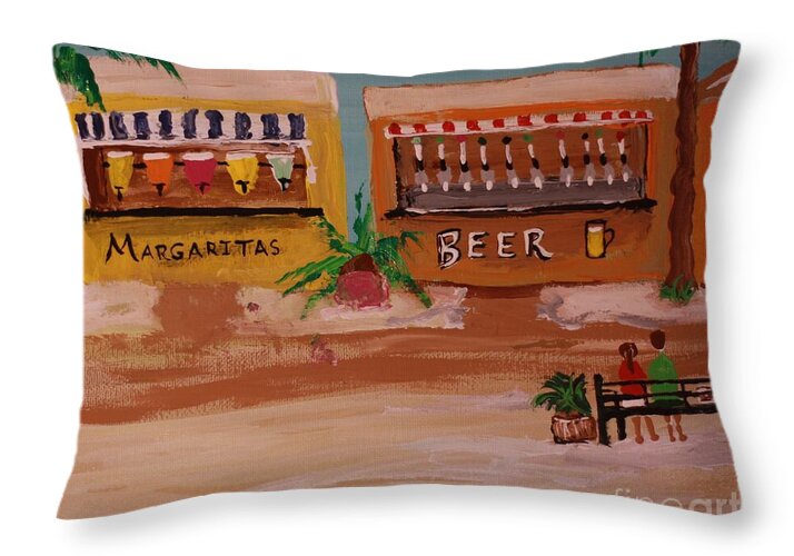 Tropical Margarita and Beer Stand - Throw Pillow
