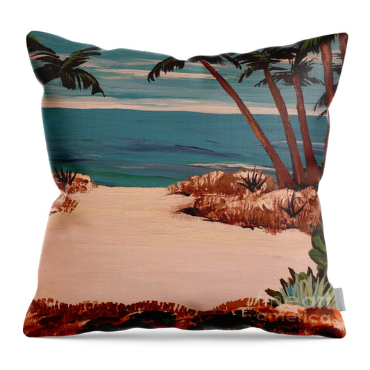 Tropical Pathway to the Sea - Throw Pillow