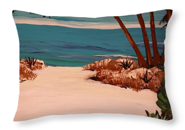 Tropical Pathway to the Sea - Throw Pillow