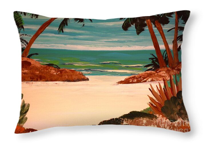 Tropical Shoreline Tranquility - Throw Pillow